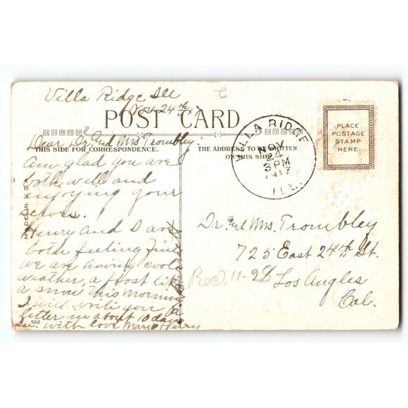 Vintage Thanksgiving Greetings Lithograph Postcard with Fruit Basket - Picture 2 of 2